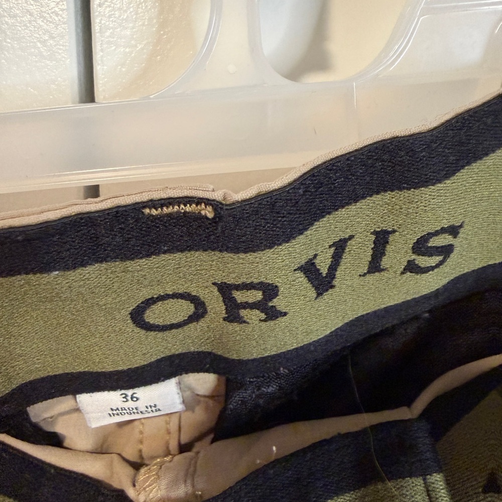 Orvis Men’s Cargo Hiking Shorts 36 Khaki Zip Pocket Outdoor Travel - Picture 7 of 7